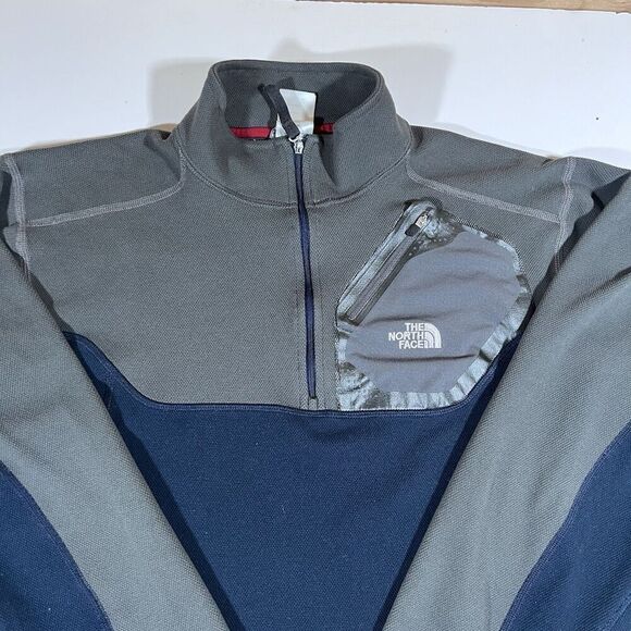 The North Face 1/4 Zip Two Tone Fleece Jacket Chest Pocket Men's Medium - Picture 3 of 7